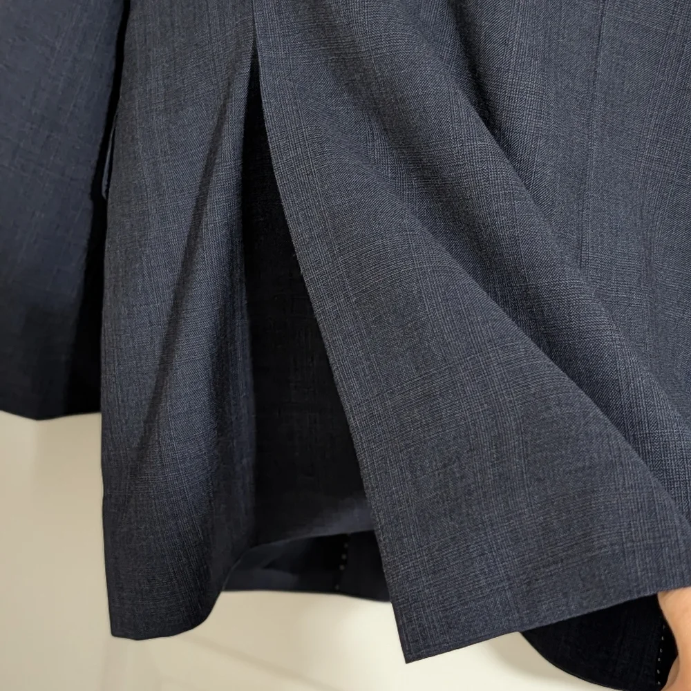 Jos A Bank Patterned Suit Jacket Blue Men's 43R Wool